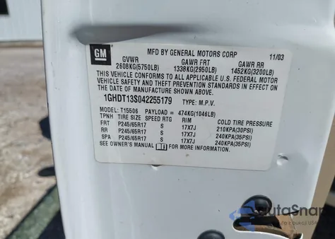 2004 Oldsmobile Bravada из США, поврежденный, VIN 1GHDT13S042255179